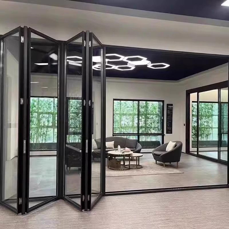 Folding glass door