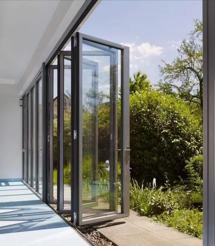 Folding glass door