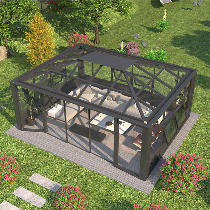 Freestanding sun room fixed style diamond shaped roof 3