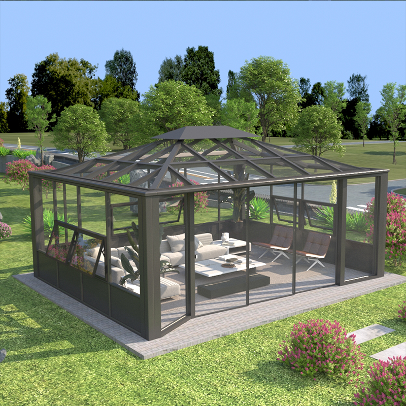 Freestanding sun room fixed style diamond shaped roof 4