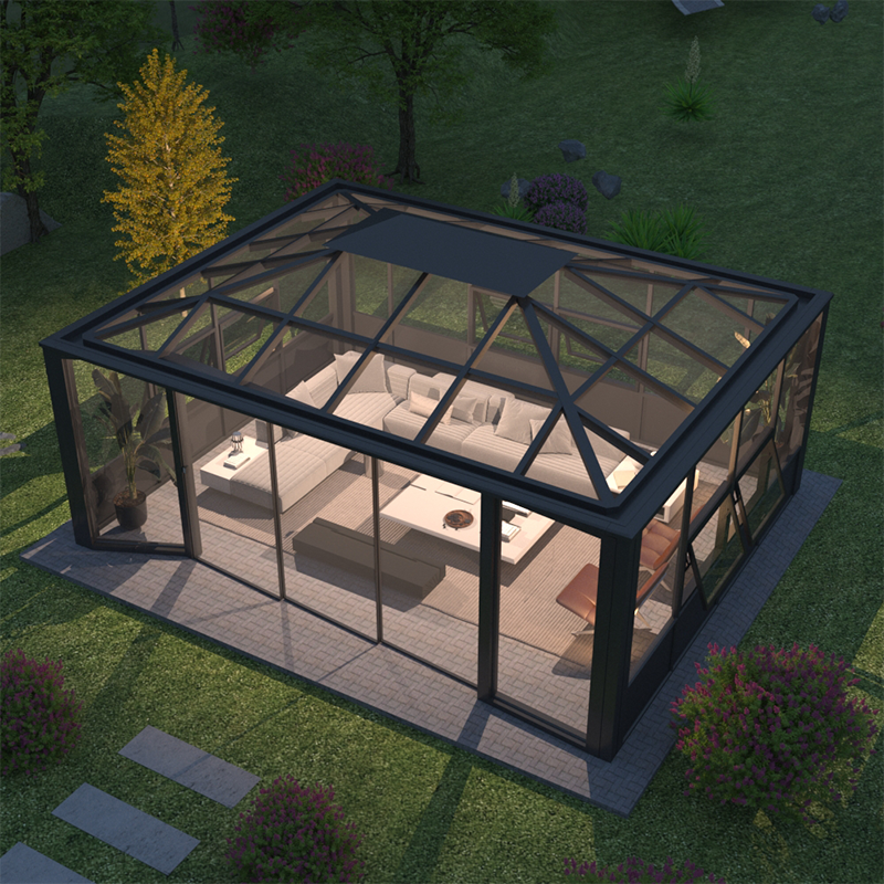 Freestanding sun room fixed style diamond shaped roof