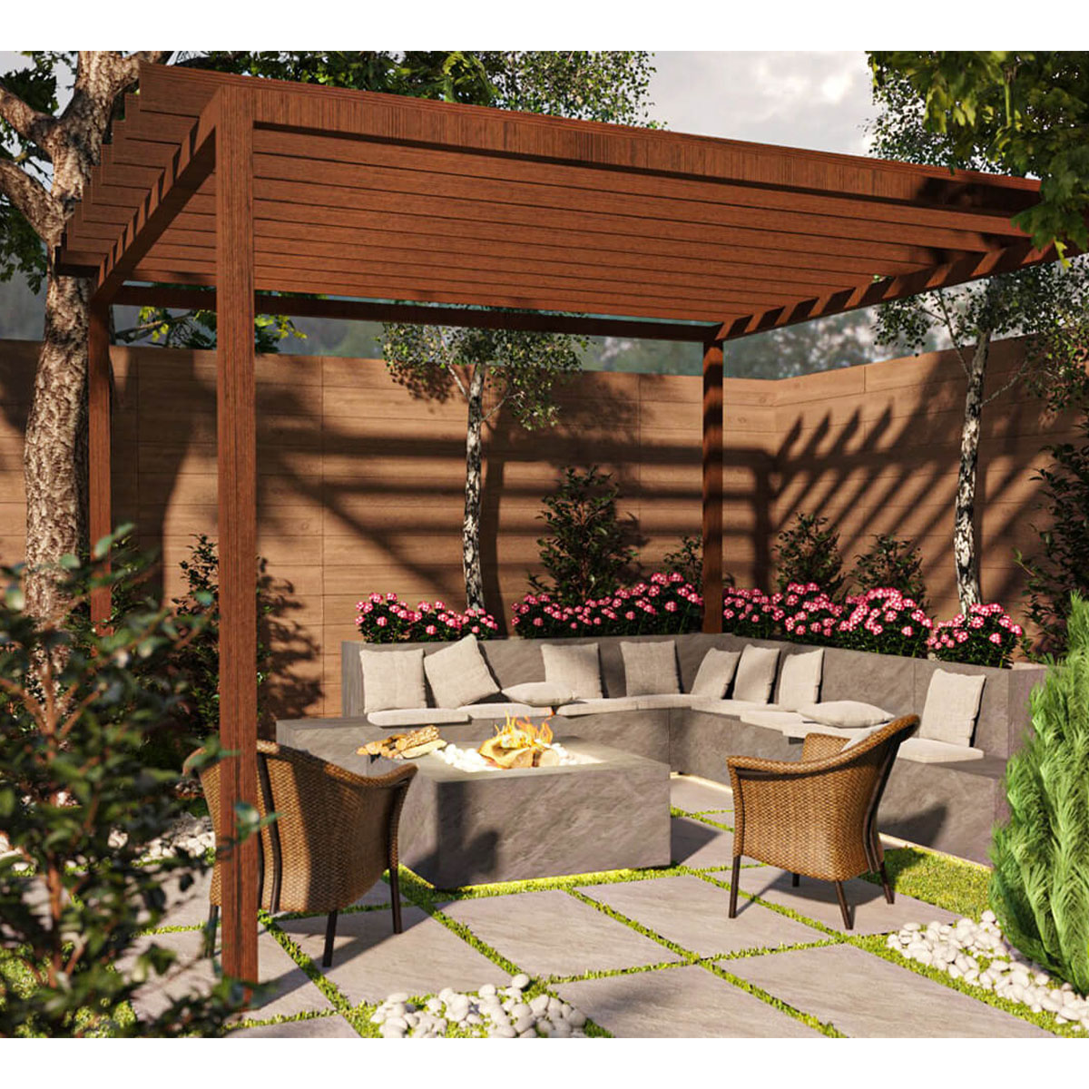 Aluminum gazebo wood grain finish 2